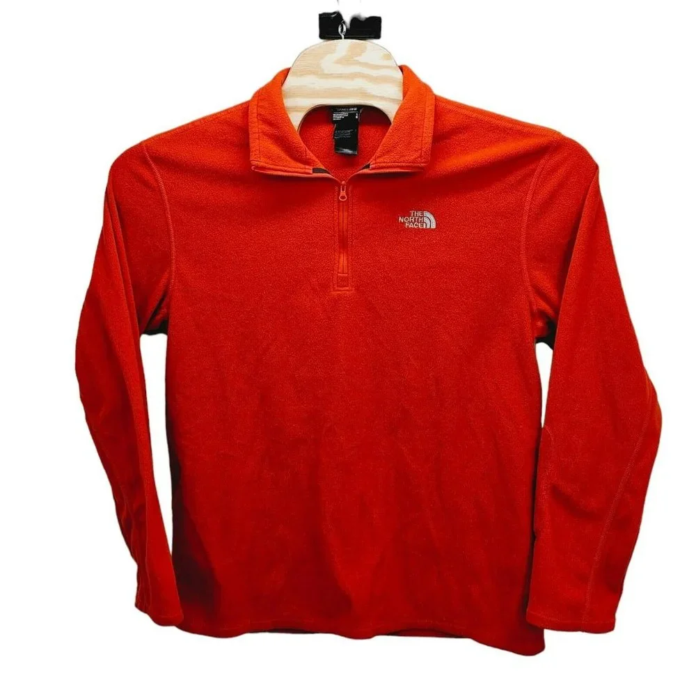 The North Face Fleece Lightweight 1/4 Zip Orange Pullover Jacket Men's Large